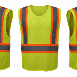 Radians SV22-2ZGM Safety Vest Hi-Vis Green Poly Mesh Zipper Front ANSI Class 2 Medium
